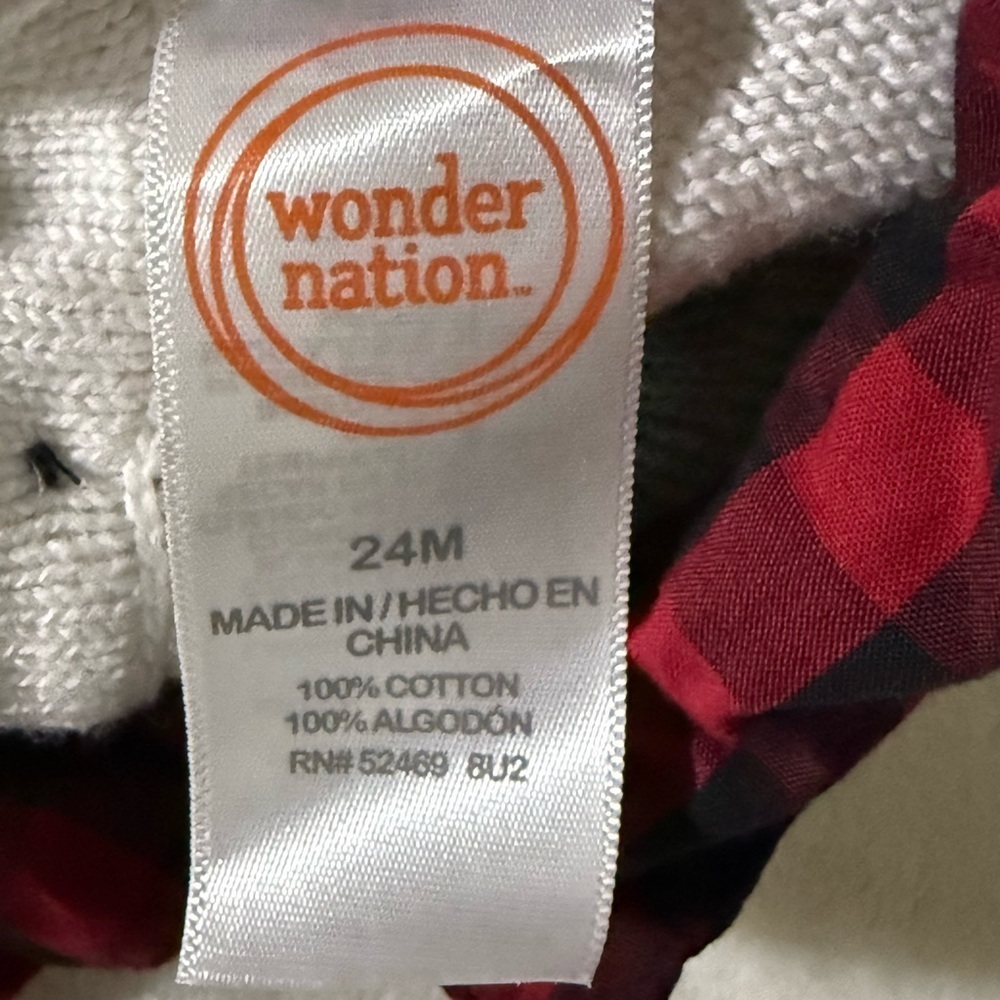 Wonder Nation Gray Bear Sweater with Red Plaid Accents - Picture 12 of 12